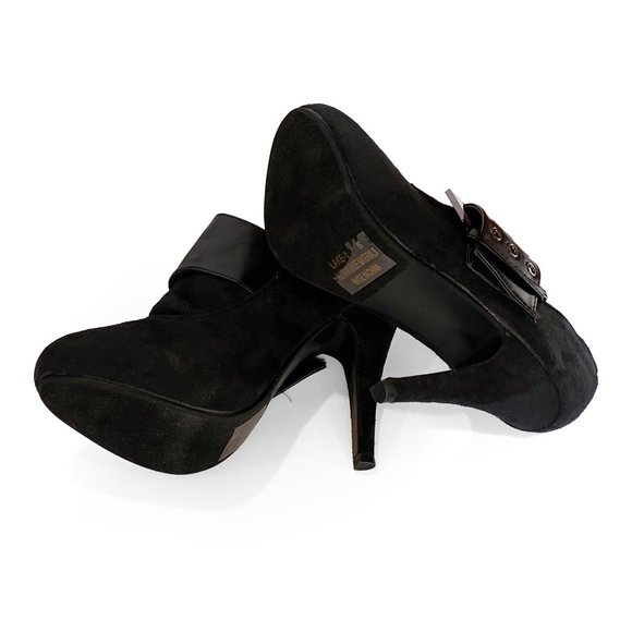 NEW DBDK Black Faux Suede Buckle Booties -Womens Size US 6, 6.5 & 9 Heels LAKE-1 - Picture 6 of 9